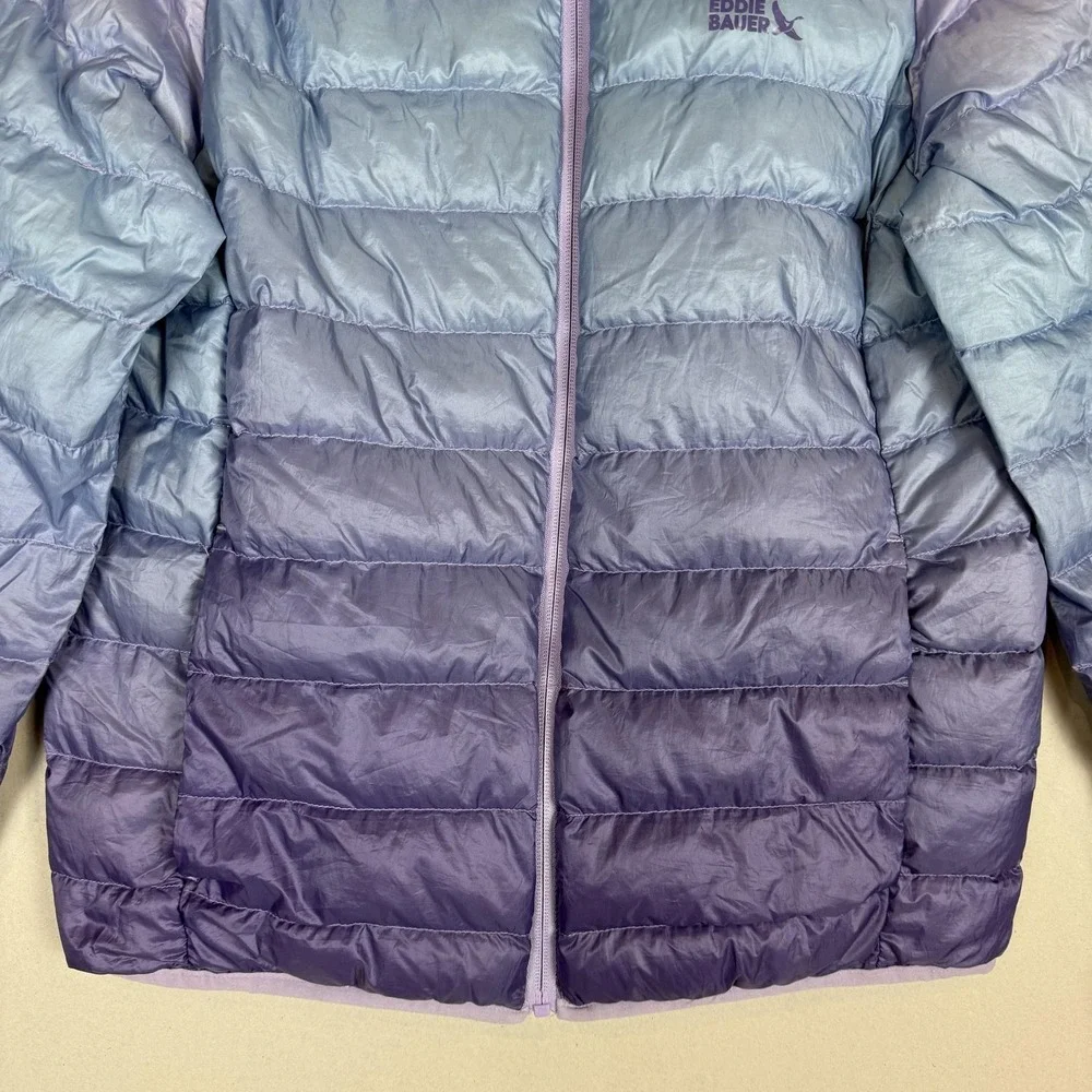 Eddie Bauer Jacket Kids 14-16 Purple Ombre Down Puffer‎ Full Zip Winter Warm